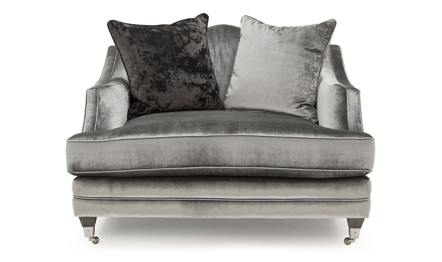 Crotone Grey Velvet Snuggle Sofa 18Vd117 Throughout Snuggle Sofas (View 14 of 15)