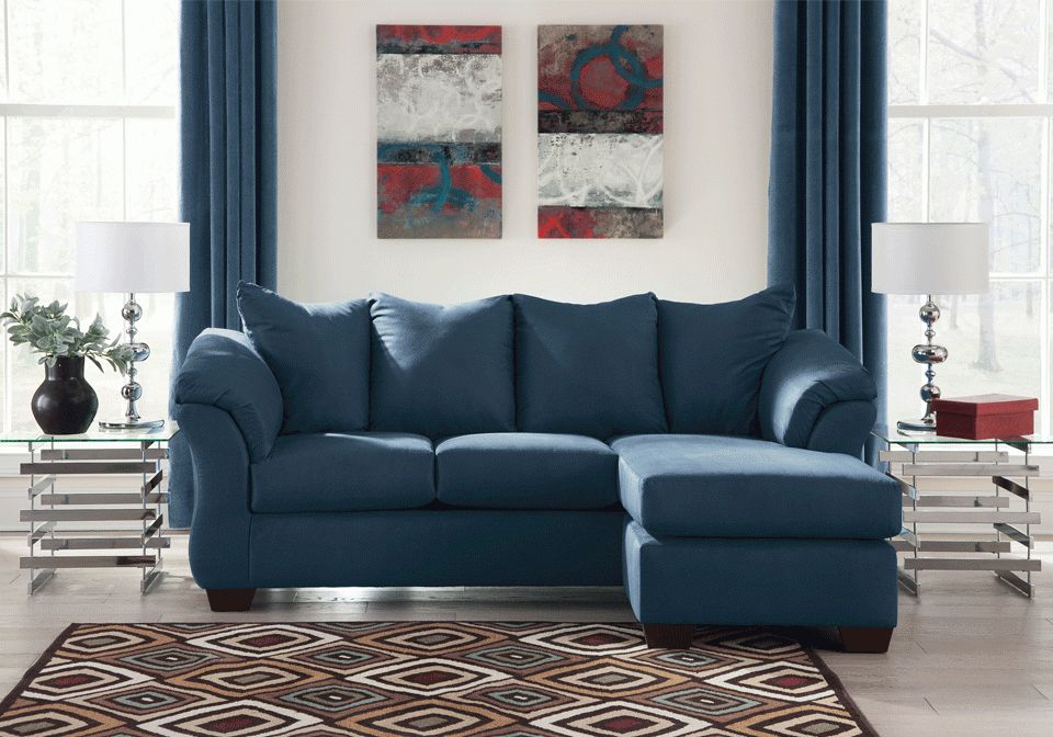 Darcy Blue Sofa Chaise Regarding Sofa With Chairs (View 11 of 15)