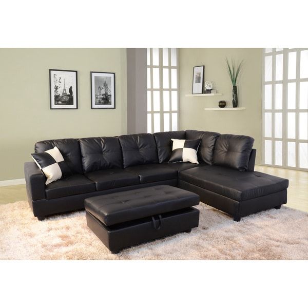 Delma 3 Piece Faux Leather Right Chaise Sectional Set In 3Pc Faux Leather Sectional Sofas Brown (View 7 of 15)