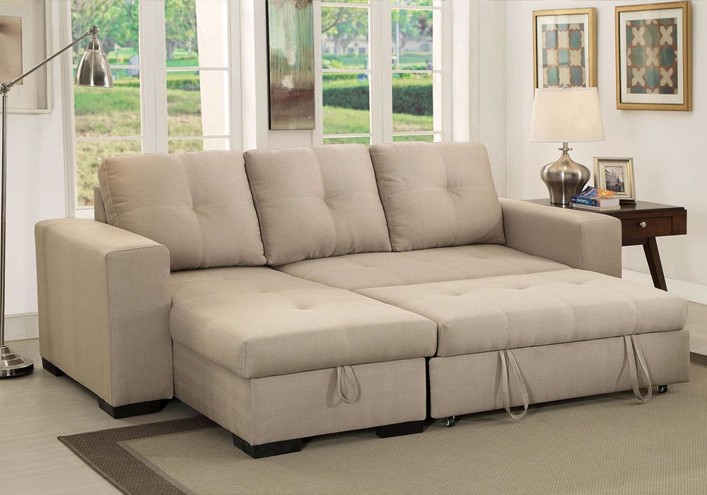 Denton Comfort Sectional Pull Out Sleeper Futon Reversible Pertaining To Hartford Storage Sectional Futon Sofas (View 15 of 15)