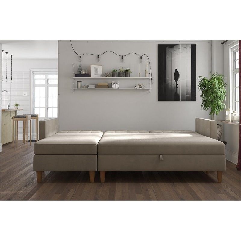 Dhp Hartford Storage Sectional Futon And Storage Ottoman With 3Pc Hartford Storage Sectional Futon Sofas And Hartford Storage Ottoman Tan (View 11 of 15)