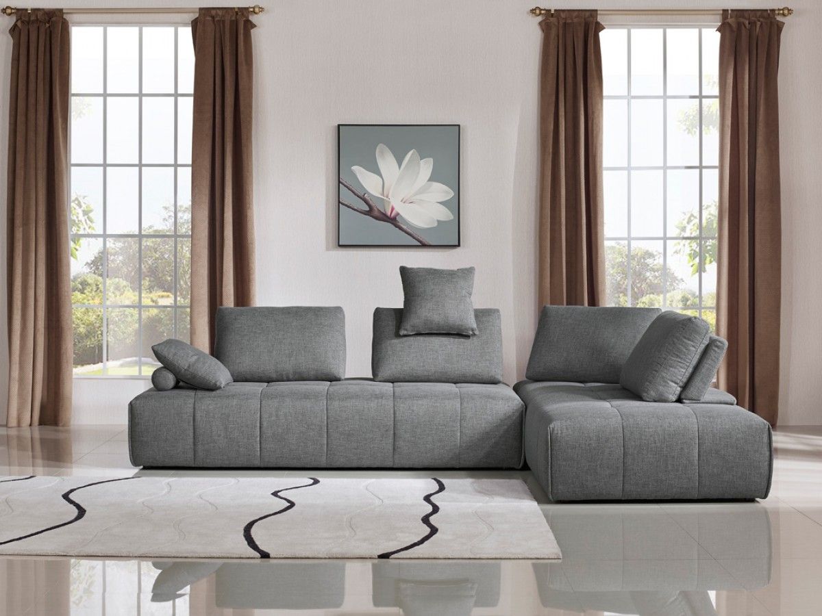 Divani Casa Edgar Modern Grey Fabric Modular Sectional Sofa Within Paul Modular Sectional Sofas Blue (View 9 of 15)