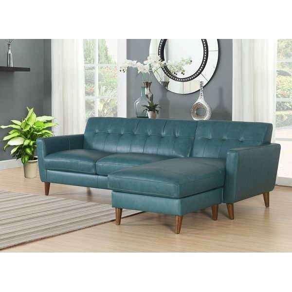 Divani Casa Hobart Modern Blue Leather Sectional Sofa Best Pertaining To Bloutop Upholstered Sectional Sofas (View 1 of 15)