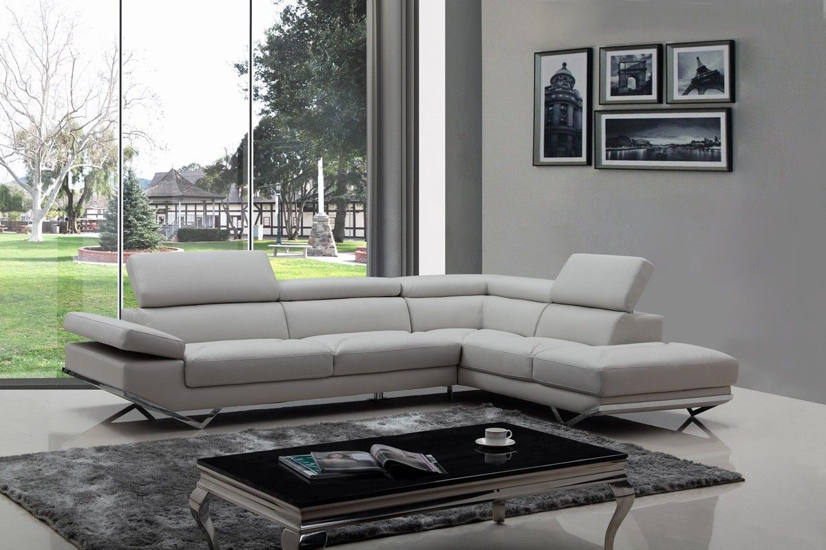 Divani Casa Quebec Modern Light Grey Eco Leather Sectional In 3Pc Ledgemere Modern Sectional Sofas (View 11 of 15)