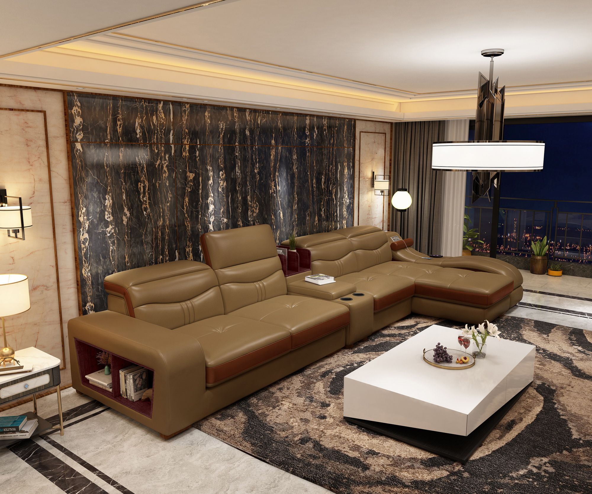 Elegant L Shape Multi Functional Sofa – Joy Furniture Pertaining To Elegant Sofas And Chairs (View 7 of 15)