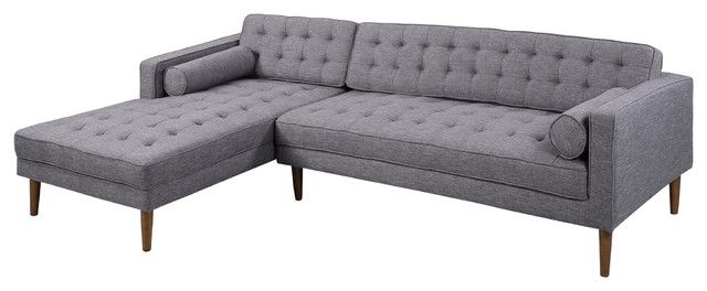 Element Left Side Chaise Sectional – Midcentury For Element Left Side Chaise Sectional Sofas In Dark Gray Linen And Walnut Legs (View 10 of 15)