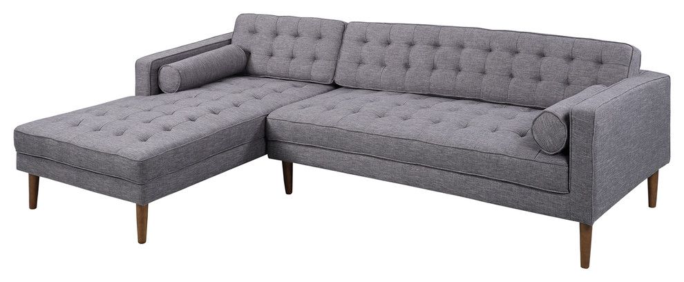 Element Left Side Chaise Sectional, Sectional, Walnut Intended For Element Left Side Chaise Sectional Sofas In Dark Gray Linen And Walnut Legs (View 8 of 15)