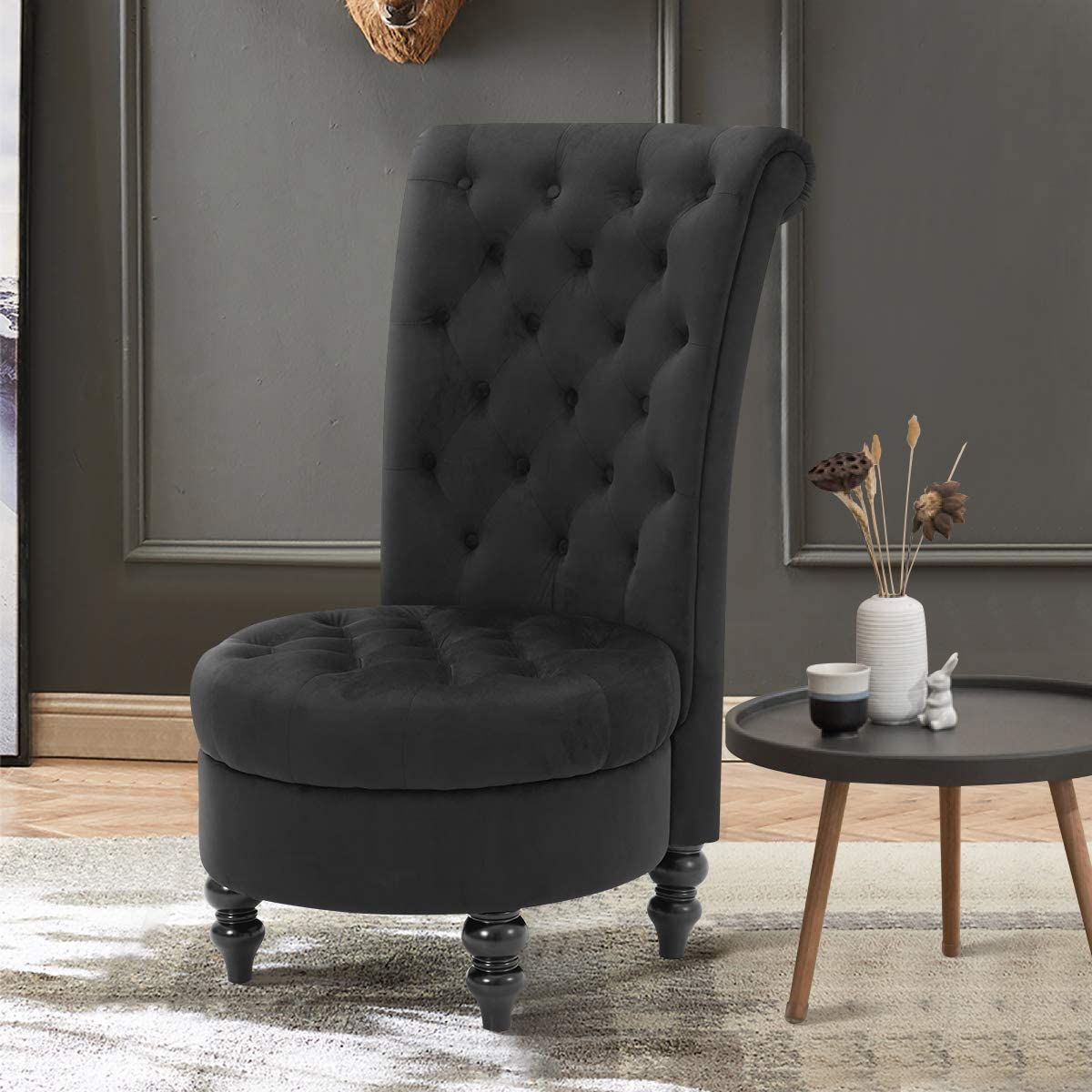 Erommy High Back Accent Chair,Retro Armless Sofa Chair For Intended For Accent Sofa Chairs (Photo 2 of 15)