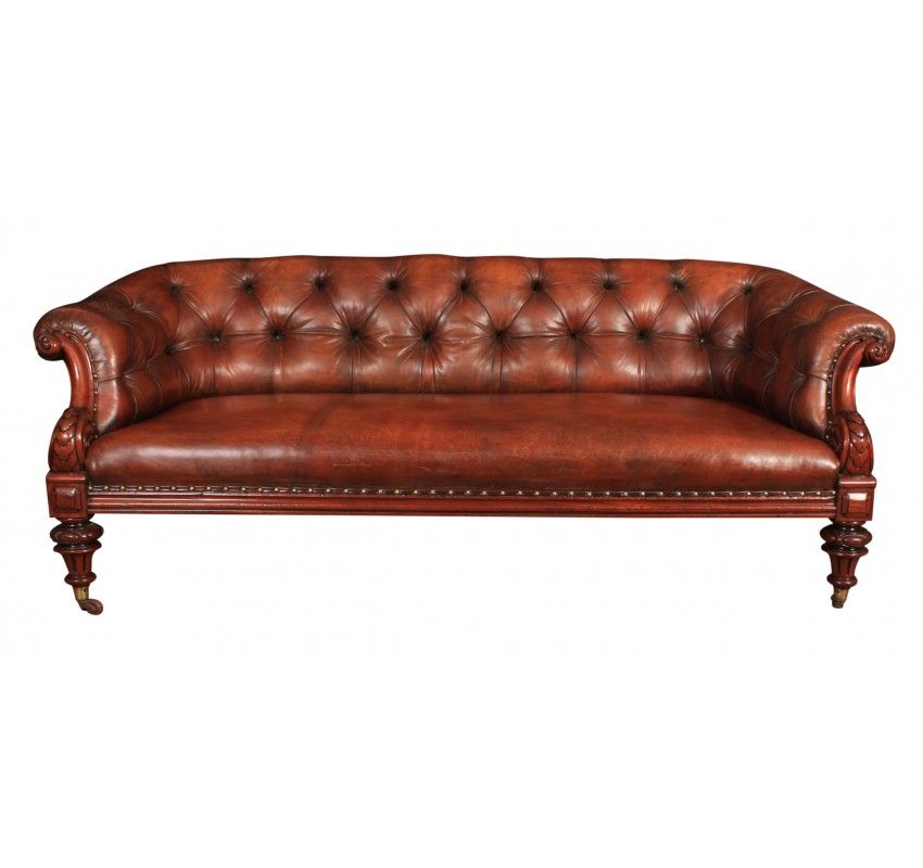 Exceptional Quality Victorian Hand Dyed Leather Pertaining To Victorian Leather Sofas (View 7 of 15)
