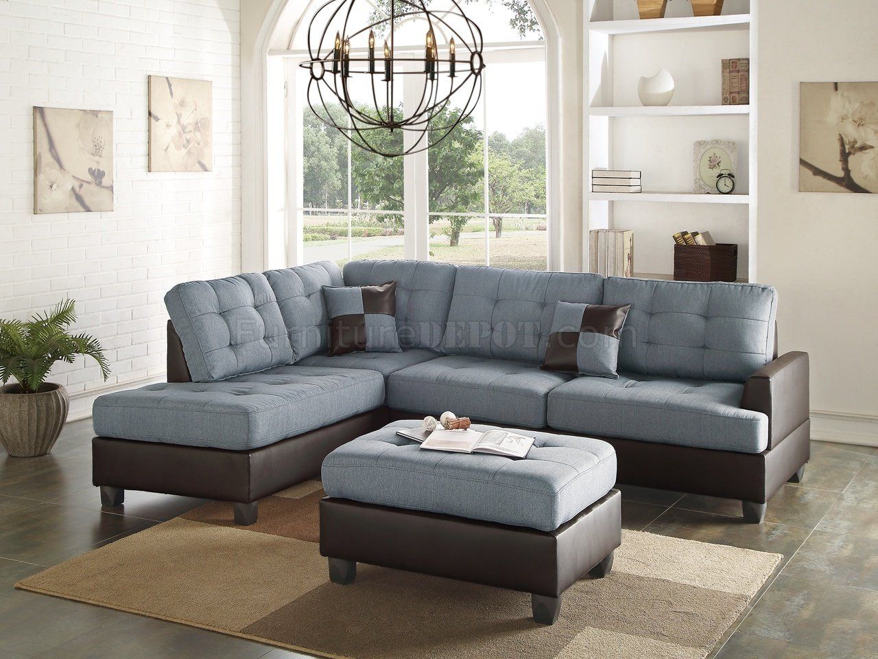 F6858 Sectional Sofa 3Pc In Grey Fabricboss Inside Sectional Sofas In Gray (View 2 of 15)