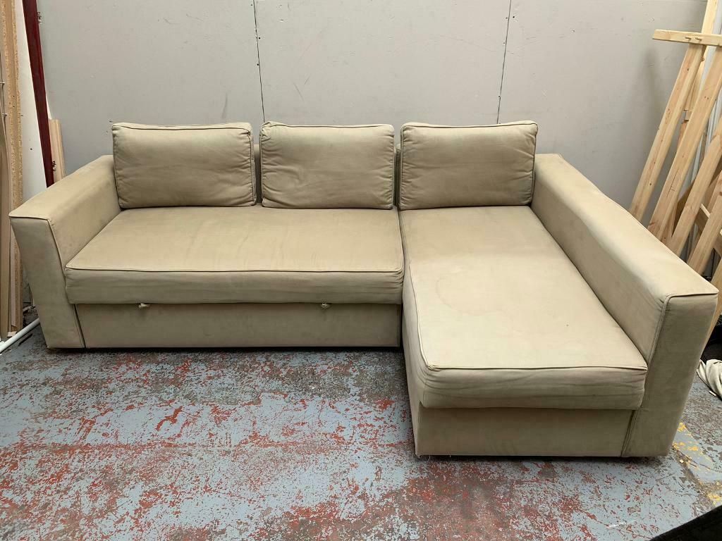 Free Delivery Ikea Manstad Beige L Shaped Sofa Bed | In Throughout Manstad Sofas (View 5 of 15)