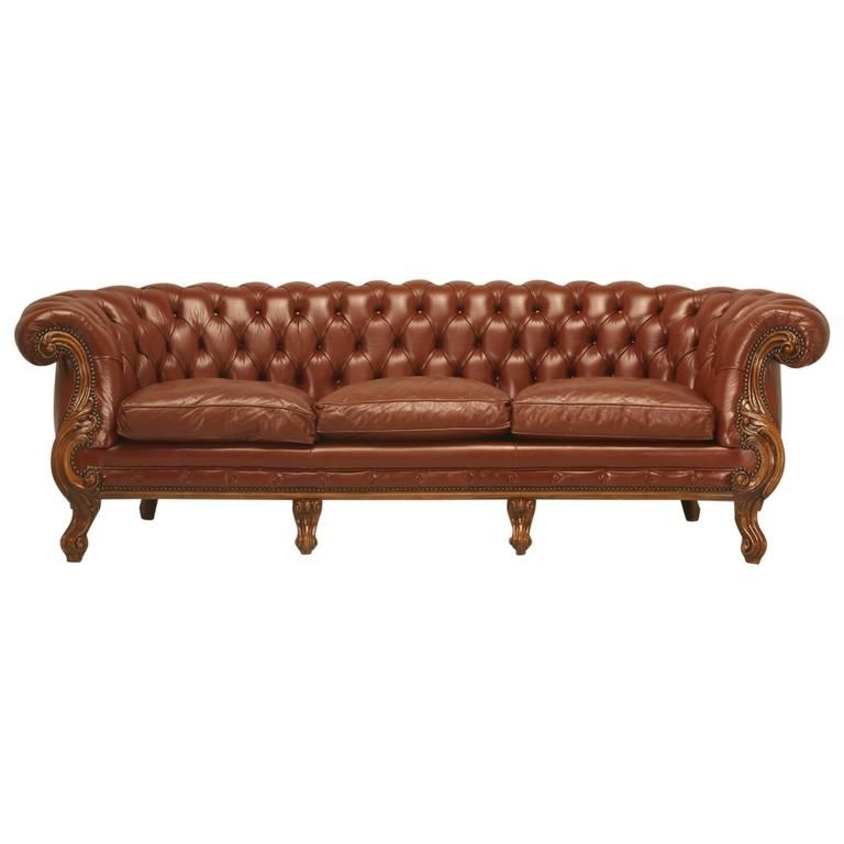 French Leather Tufted Chesterfield Style Sofa At 1Stdibs Within French Style Sofas (Photo 15 of 15)