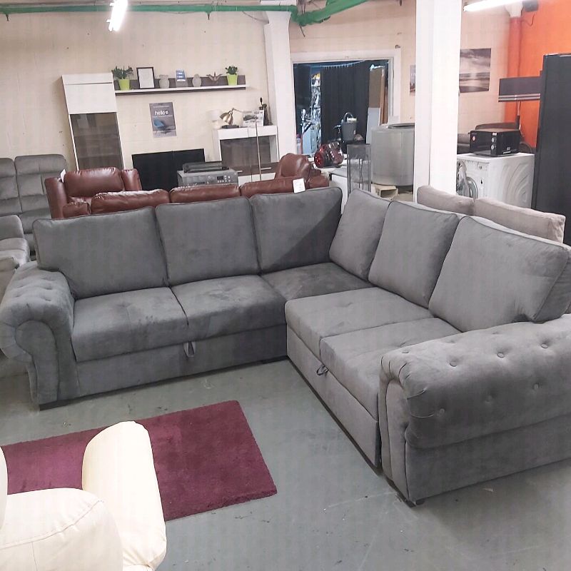 Grey Fabric Corner Sofa Bed + Storage | In Bolton For Prato Storage Sectional Futon Sofas (View 1 of 15)
