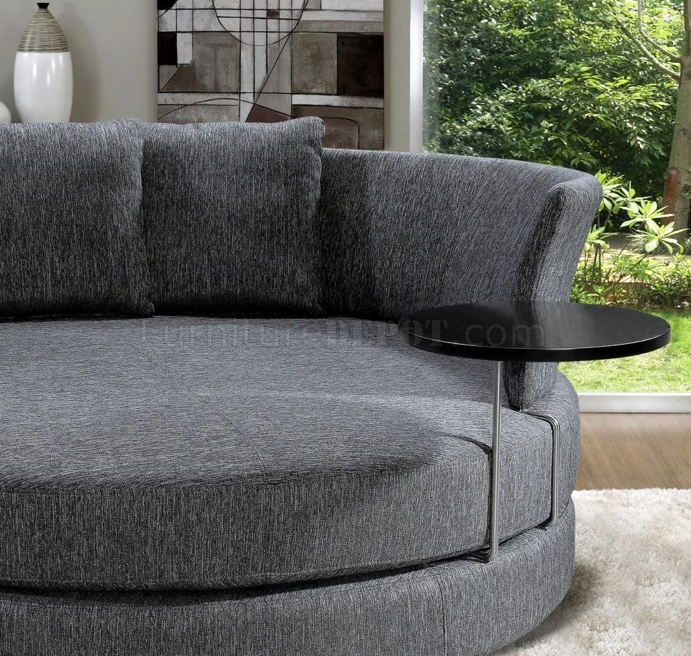 Grey Fabric Modern Adjustable Circular Sofa W/End Table Throughout Circular Sofa Chairs (View 2 of 15)