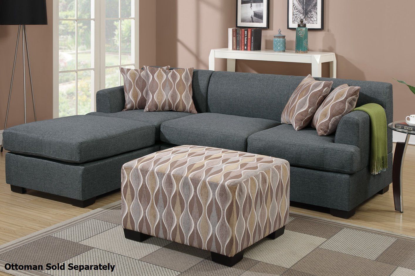 Grey Fabric Sectional Sofa – Steal A Sofa Furniture Outlet Pertaining To Noa Sectional Sofas With Ottoman Gray (View 8 of 15)