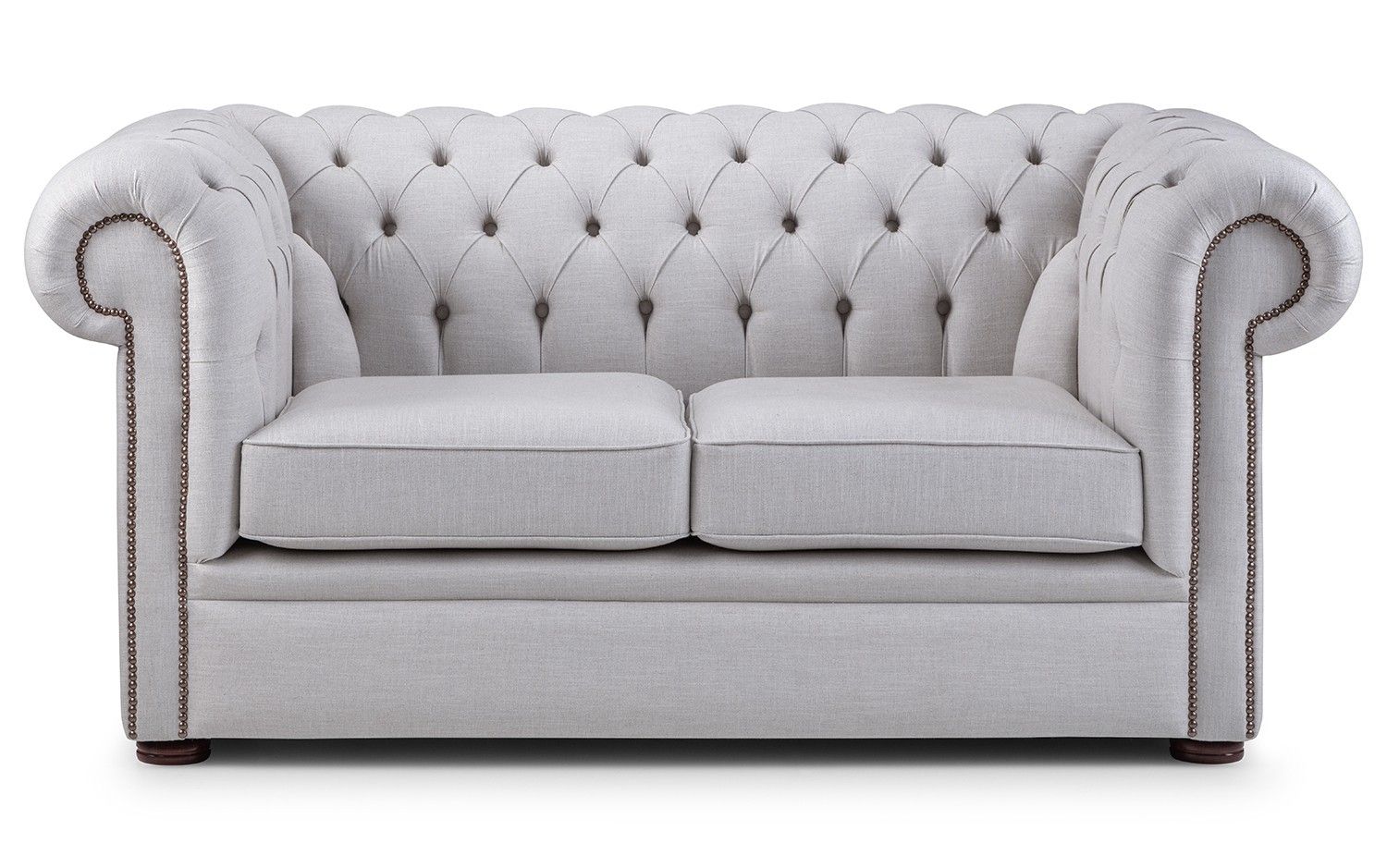 Grey Linen Chesterfield Style 2 Seat Sofa – Crown French Within French Style Sofas (Photo 10 of 15)