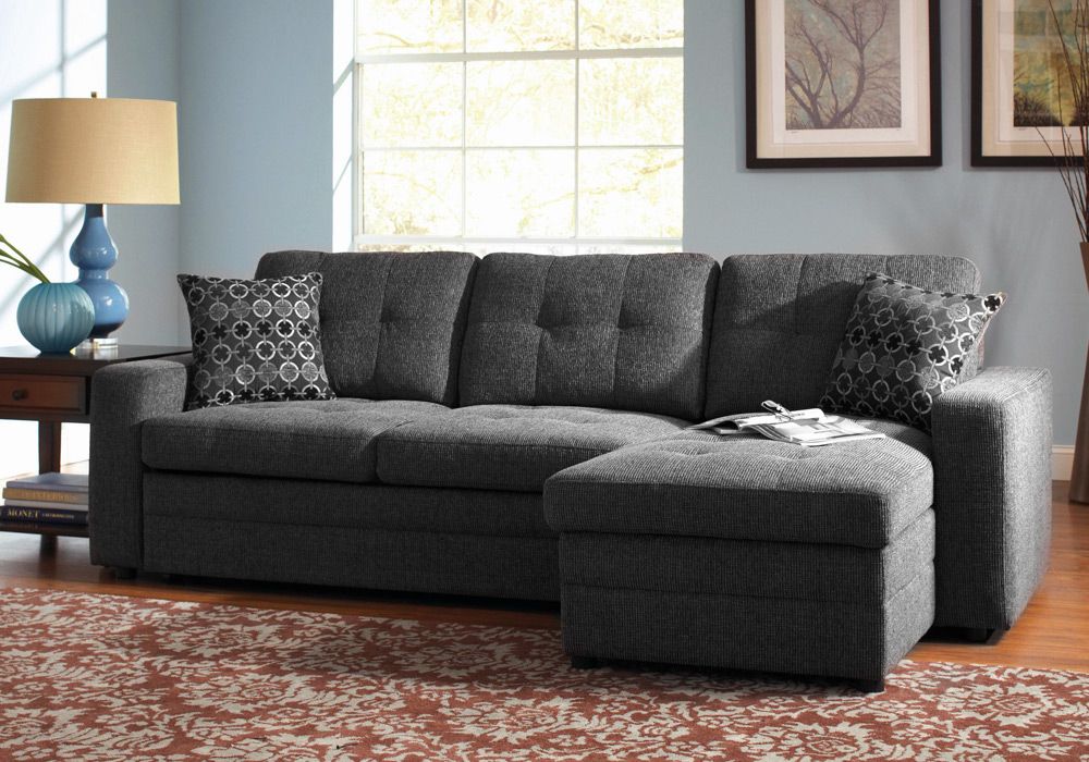 Gus Sectional Sofa W/ Pull Out Bed Storage Chaise Charcoal Intended For Hugo Chenille Upholstered Storage Sectional Futon Sofas (View 2 of 15)