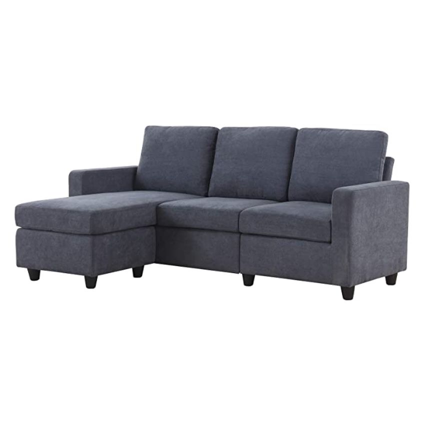 Honbay Convertible Sectional Sofas Couch, L Shaped Couch Regarding Polyfiber Linen Fabric Sectional Sofas Dark Gray (View 14 of 15)