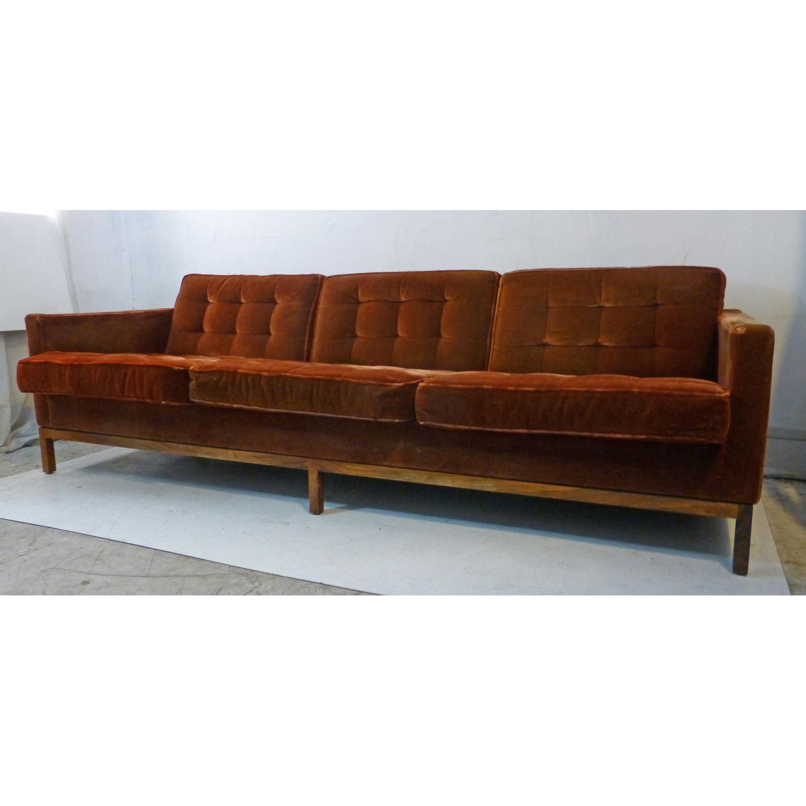 Image Of Vintage Florence Knoll Rosewood Base & Mohair For Florence Mid Century Modern Velvet Right Sectional Sofas (View 5 of 15)