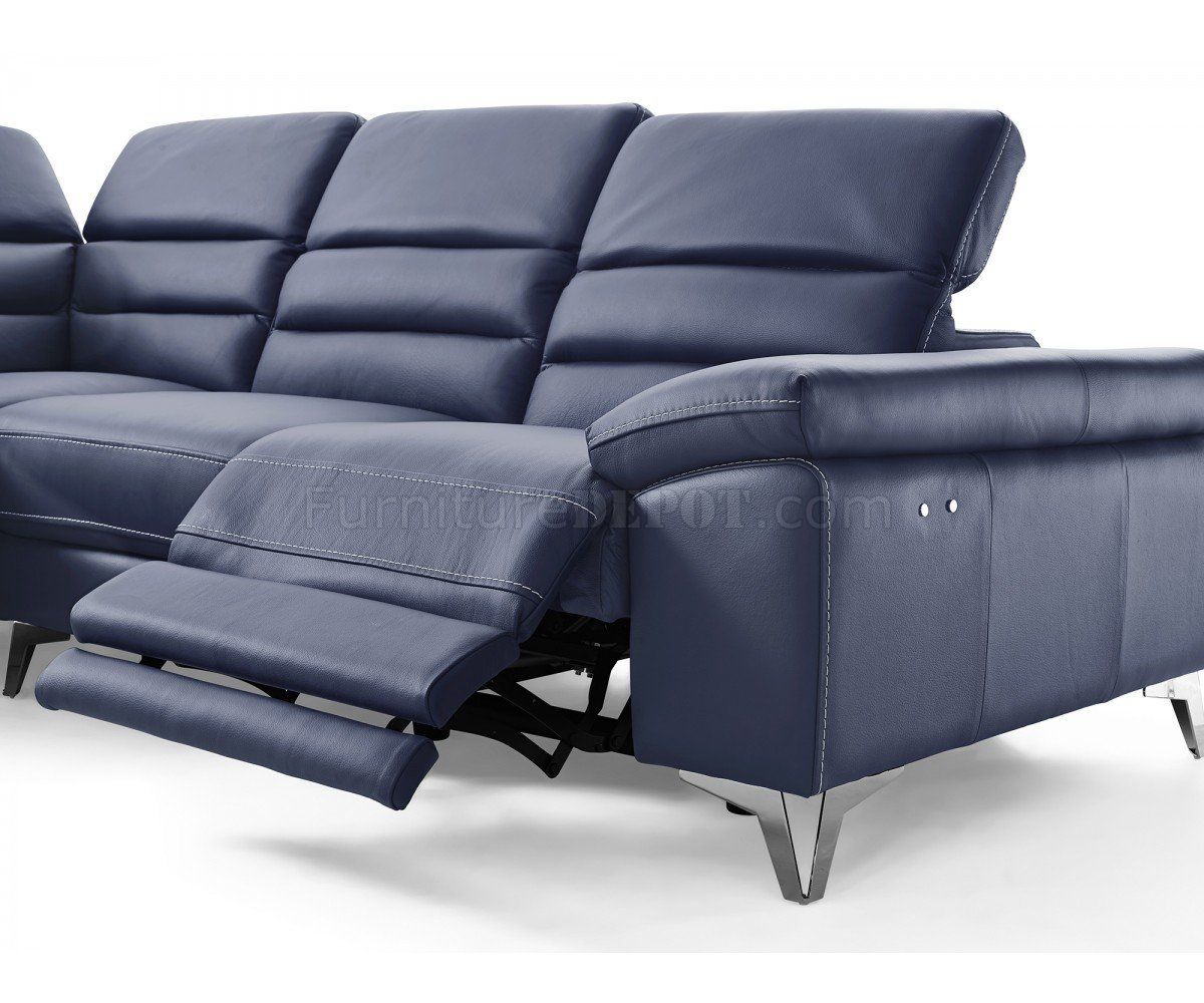 Johnson Power Motion Sectional Sofa In Navy Leather Inside Bloutop Upholstered Sectional Sofas (View 2 of 15)