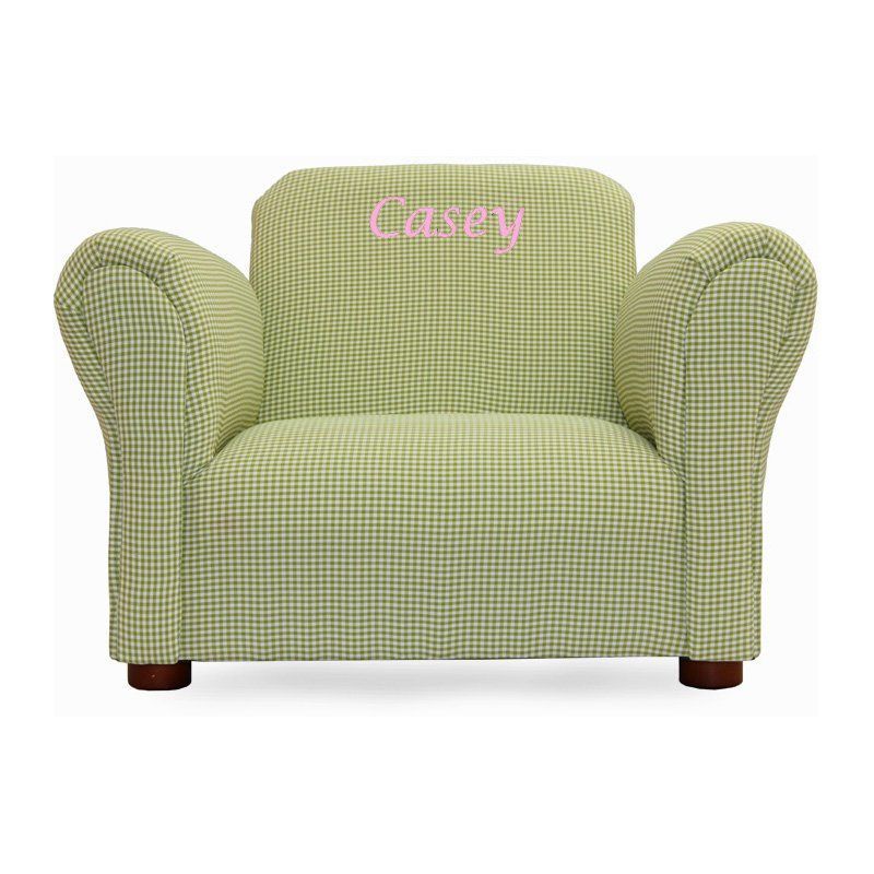 Keet Personalized Kids Mini Chair Green Gingham For Personalized Kids Chairs And Sofas (View 13 of 15)
