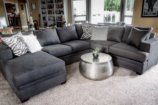 Kerri Charcoal 2 Piece 126" Sectional With Left Arm Facing Inside 2Pc Maddox Left Arm Facing Sectional Sofas With Chaise Brown (View 5 of 15)