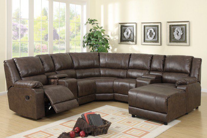 Light Coffee Plush Faux Leather Reclining Sectional Sofa W Pertaining To Kiefer Right Facing Sectional Sofas (View 13 of 15)