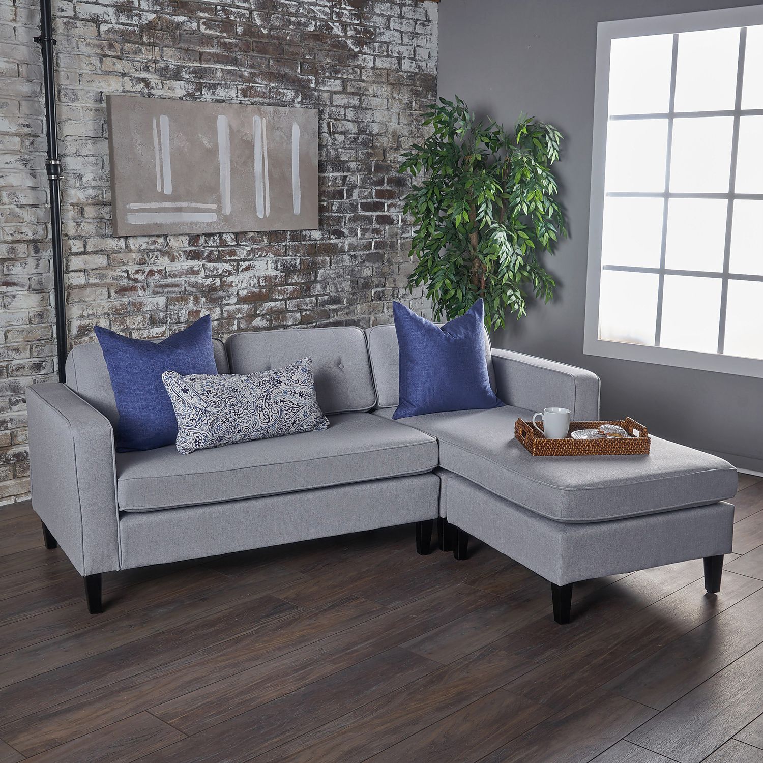 Light Gray Wilder Chaise Sectional Sofa – Pier1 Inside Sectional Sofas In Gray (View 4 of 15)