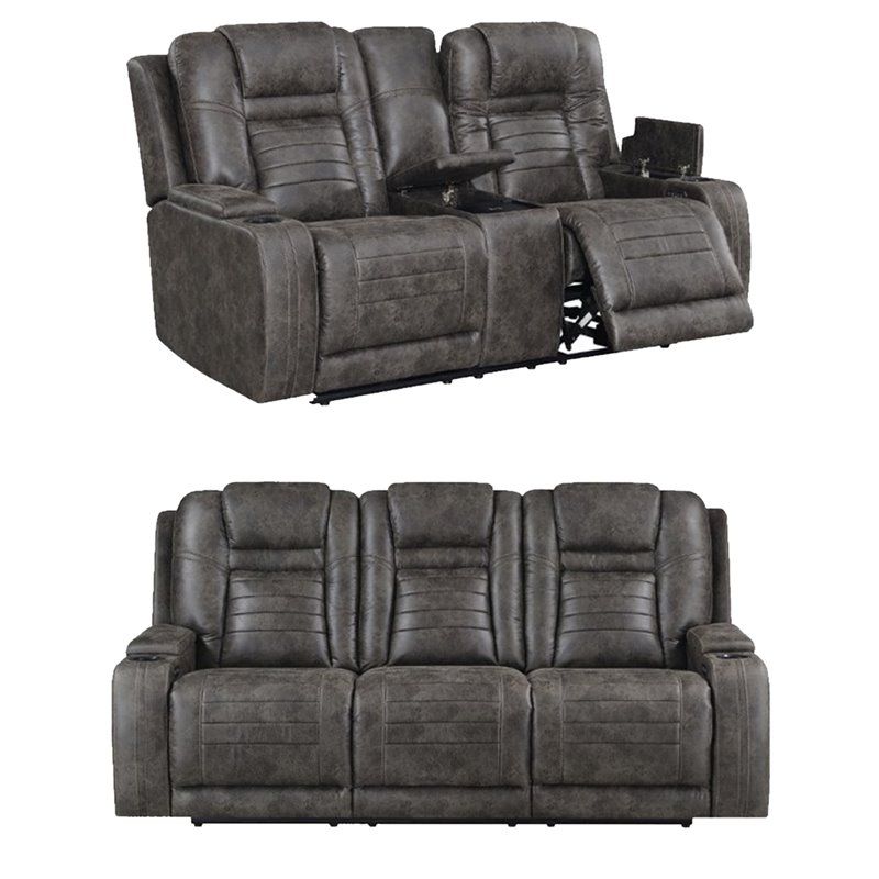 Living Room Sets: Sofa Sets With Couch And Loveseat With 2Pc Maddox Right Arm Facing Sectional Sofas With Cuddler Brown (View 14 of 15)