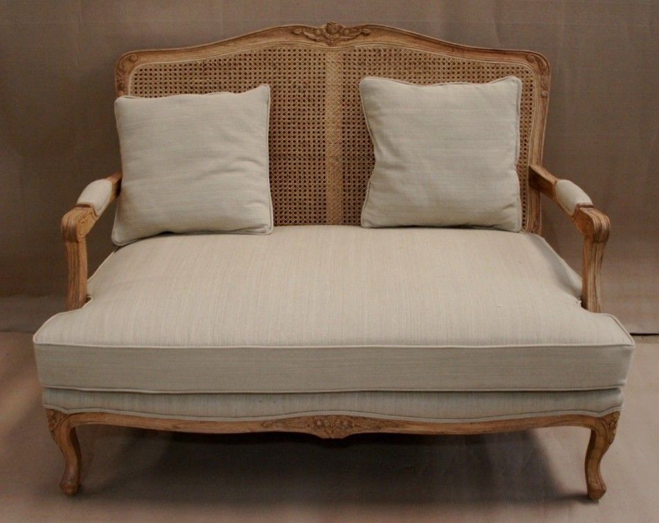 Louis French 2 Seater Sofa With Rattan Back | French Style Pertaining To French Style Sofas (Photo 8 of 15)