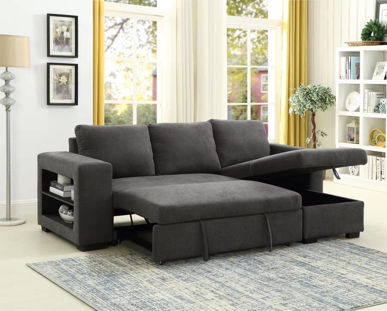 Lucena Reversible Sectional Sofa/Sofa Bed With Storage Within Hartford Storage Sectional Futon Sofas (View 10 of 15)