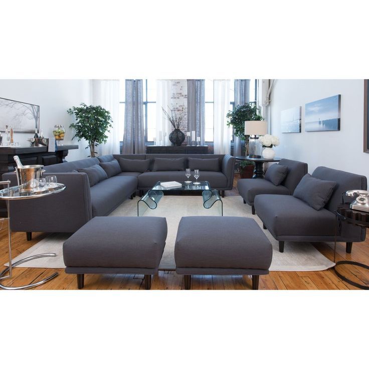 Manhattan Concrete Grey Fabric 5 Piece Living Room In Calvin Concrete Gray Sofas (View 11 of 15)