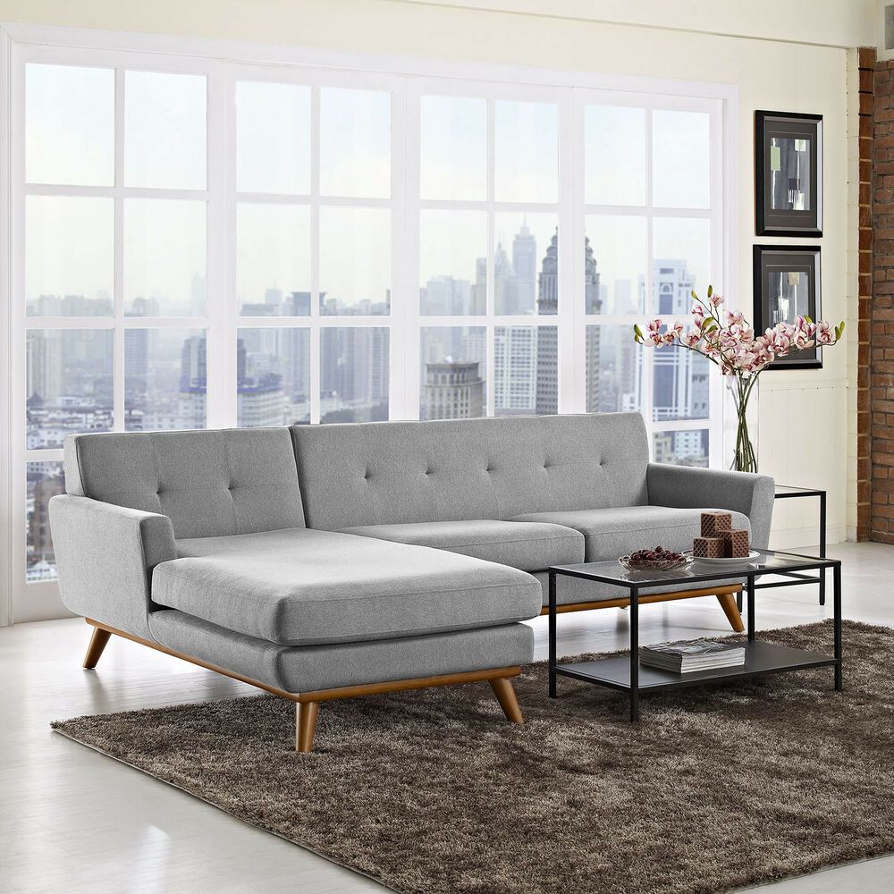 Mid Century Modern Upholstered Left Facing Sectional Sofa Pertaining To Florence Mid Century Modern Left Sectional Sofas (View 1 of 15)