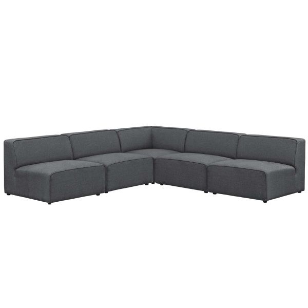 Mingle 5 Piece Upholstered Fabric Armless Sectional Sofa Intended For Armless Sectional Sofas (View 7 of 15)