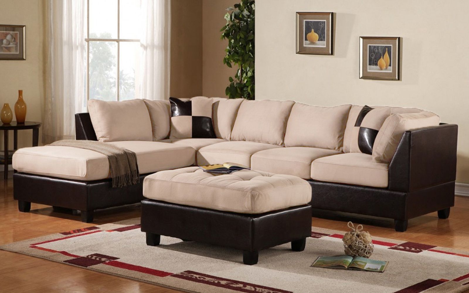 Mobilis 3 Pc Modern Soft Reversible Microfiber And Faux Within 3Pc Faux Leather Sectional Sofas Brown (View 10 of 15)