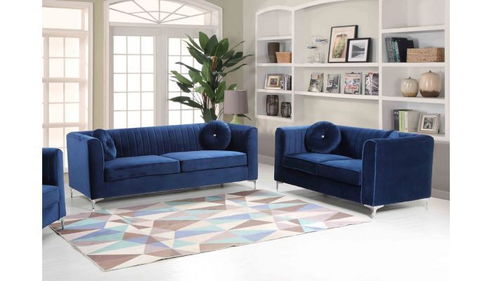 Modern Blue Sofa Meridian Furniture 663 Scarlett Modern With Regard To Scarlett Blue Sofas (View 8 of 15)