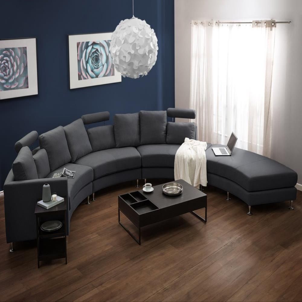 Modern Curved Sectional Sofa With Setoril Modern Sectional Sofa Swith Chaise Woven Linen (View 12 of 15)
