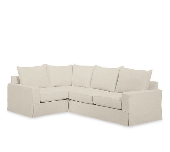 Pb Comfort Square Slipcovered 3 Piece Sectional With With 3 Piece Sectional Sofa Slipcovers (View 14 of 15)