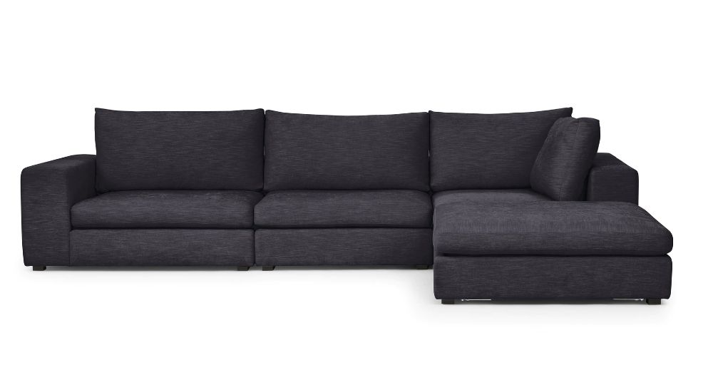 Petrel Gray Gaba Right Facing Modular Fabric Sectional Pertaining To Florence Mid Century Modern Right Sectional Sofas (View 14 of 15)