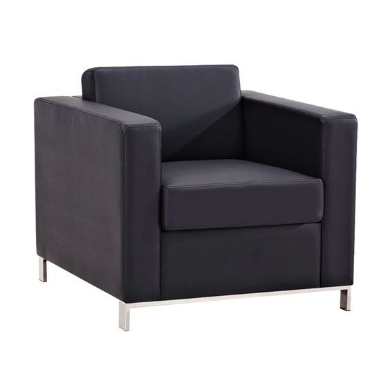 Plaza Single Seater Reception Black Leather Sofa | I With Single Seat Sofa Chairs (View 10 of 15)