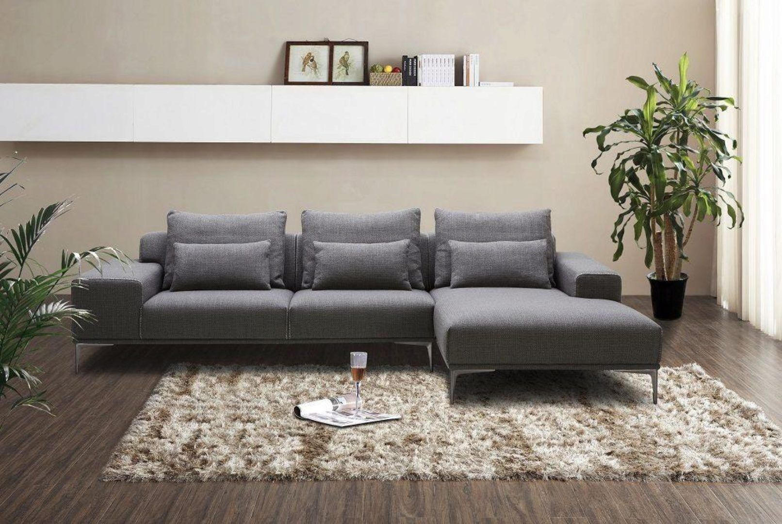 Premium Dark Grey Fabric Sectional Sofa Rhc Contemporary J Within Contemporary Fabric Sofas (Photo 1 of 15)