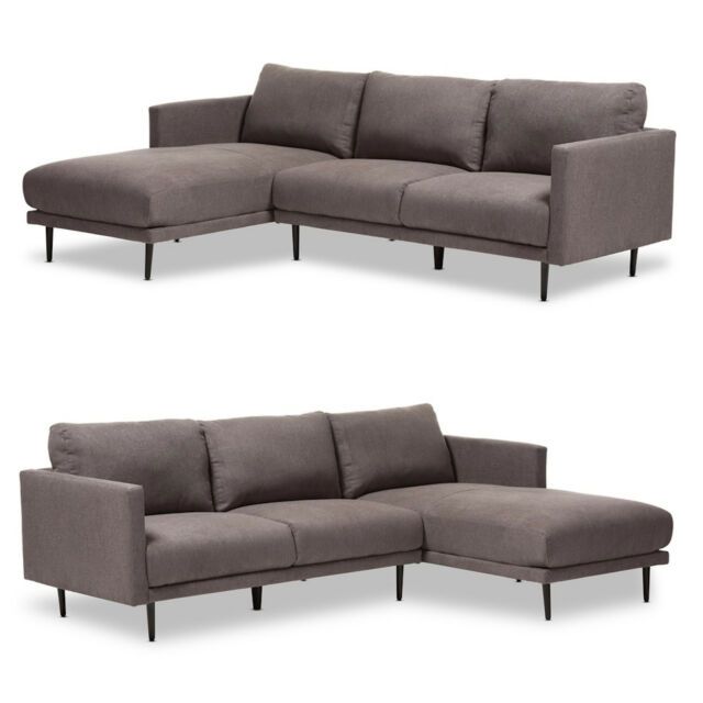 Retro Grey Fabric Left Or Right Facing Chaise Sectional With Regard To Dulce Mid Century Chaise Sofas Light Gray (Photo 9 of 15)