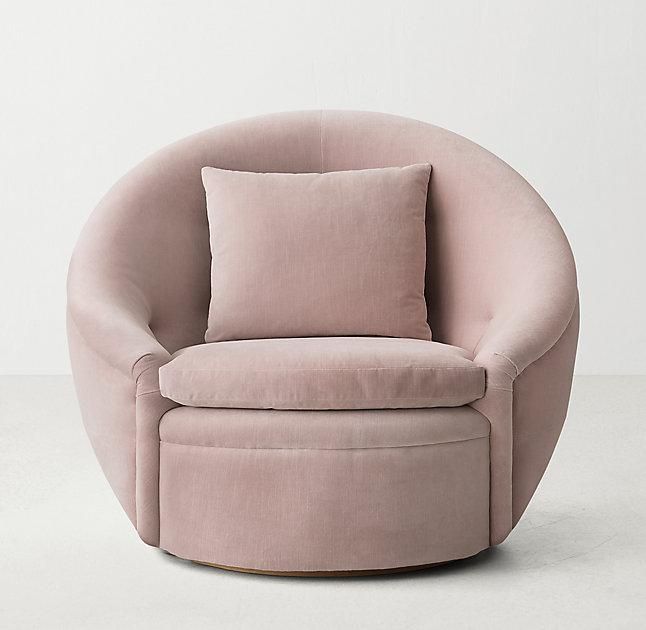 Rhteen Round Pink Velvet Swivel Chair | Swivel Chair With Regard To Round Swivel Sofa Chairs (View 8 of 15)