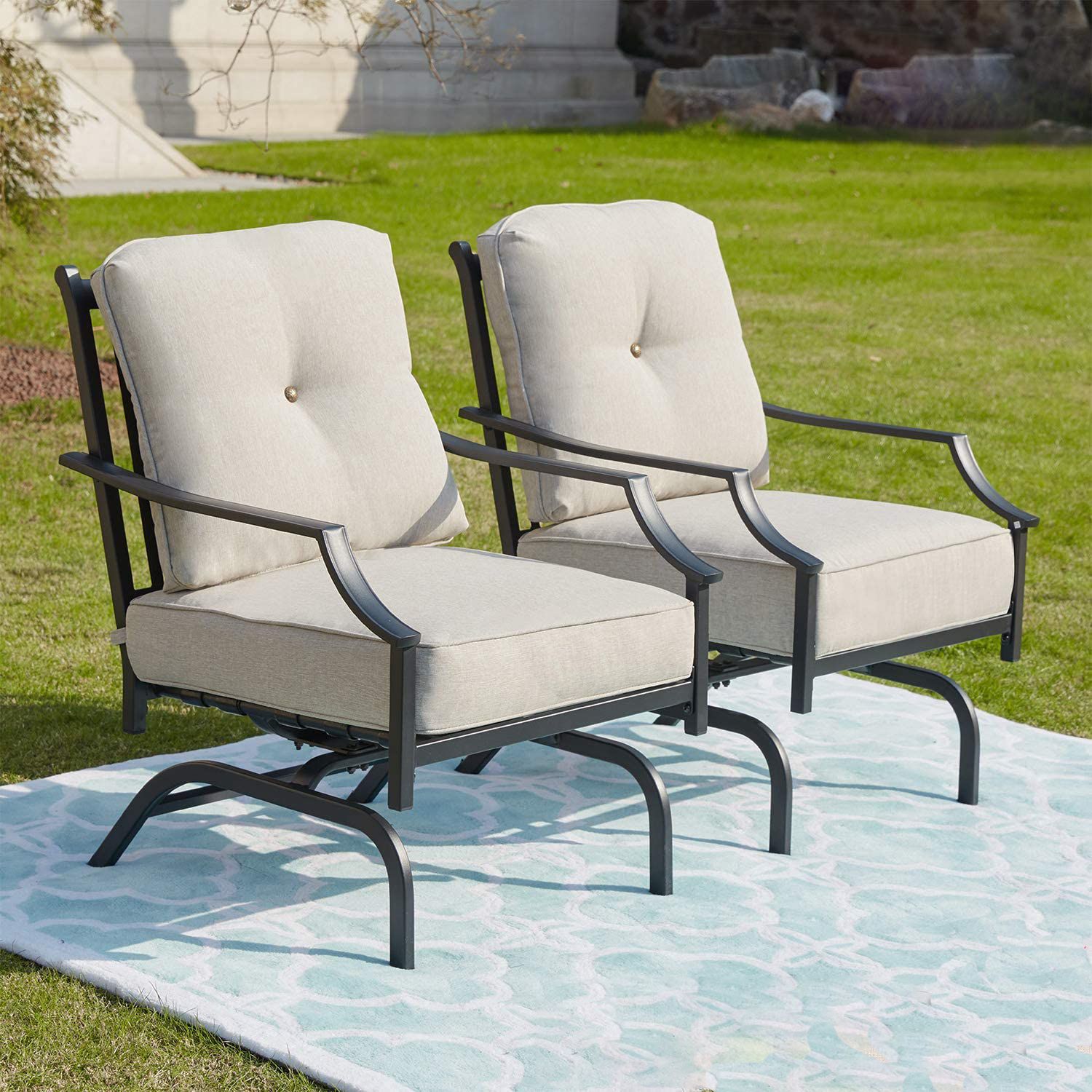 Rocking Patio Chairs Outdoor Metal Furniture Motion Spring With Regard To Rocking Sofa Chairs (View 8 of 15)