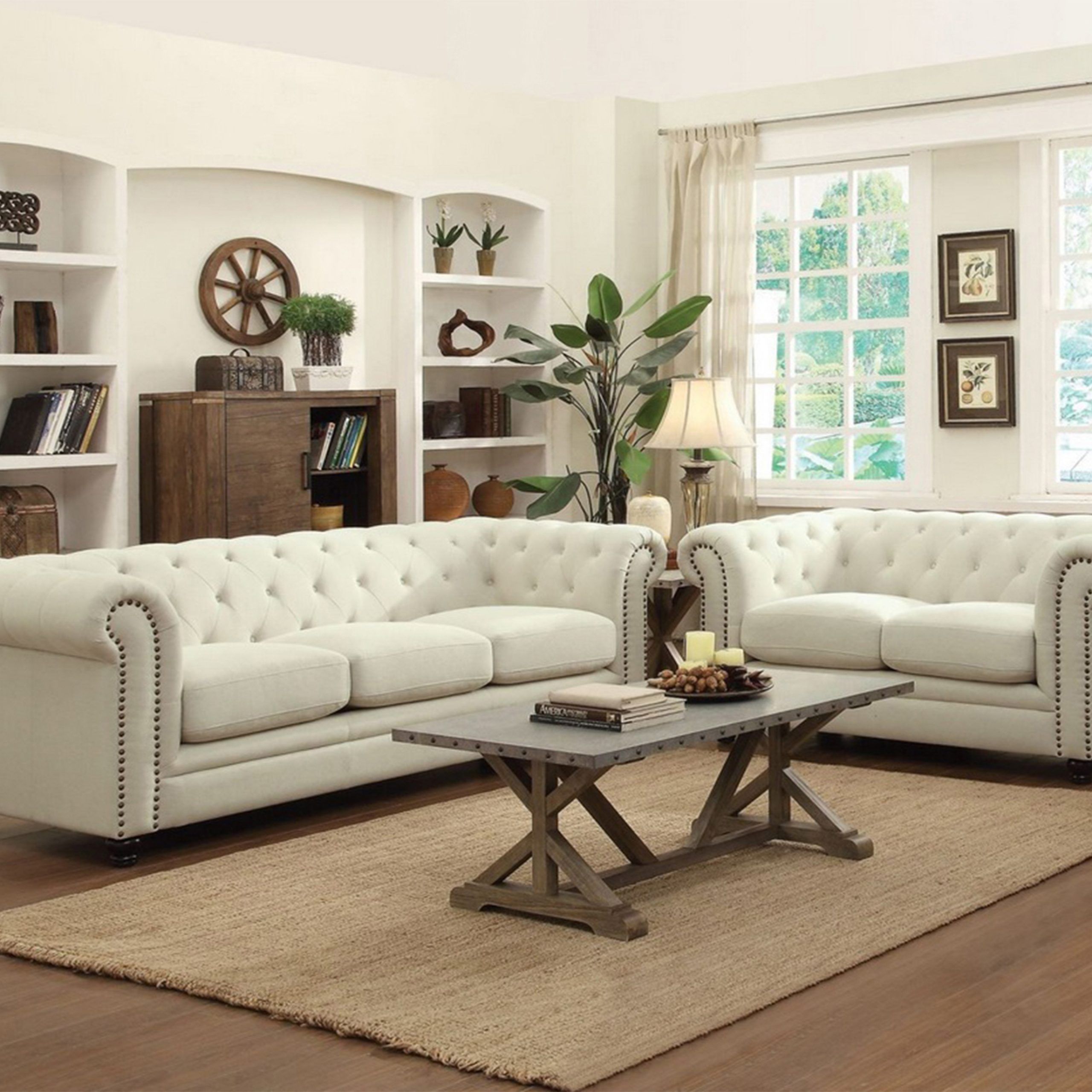 Roy Traditional Oatmeal Linen Blend Sofa | Quality Intended For Elegant Sofas And Chairs (View 1 of 15)
