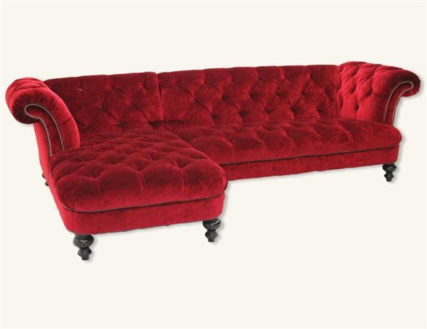 Scarlet Velvet Sectional – Red Velvet Sectional Sofa For French Seamed Sectional Sofas In Velvet (View 15 of 15)