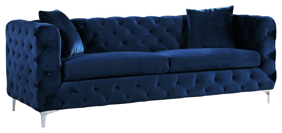 Scarlett Cream Velvet Sofa – Contemporary – Sofas – For Scarlett Blue Sofas (View 11 of 15)