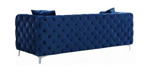 Scarlett Navy Blue Velvet Sofameridian Furniture Within Scarlett Blue Sofas (View 15 of 15)