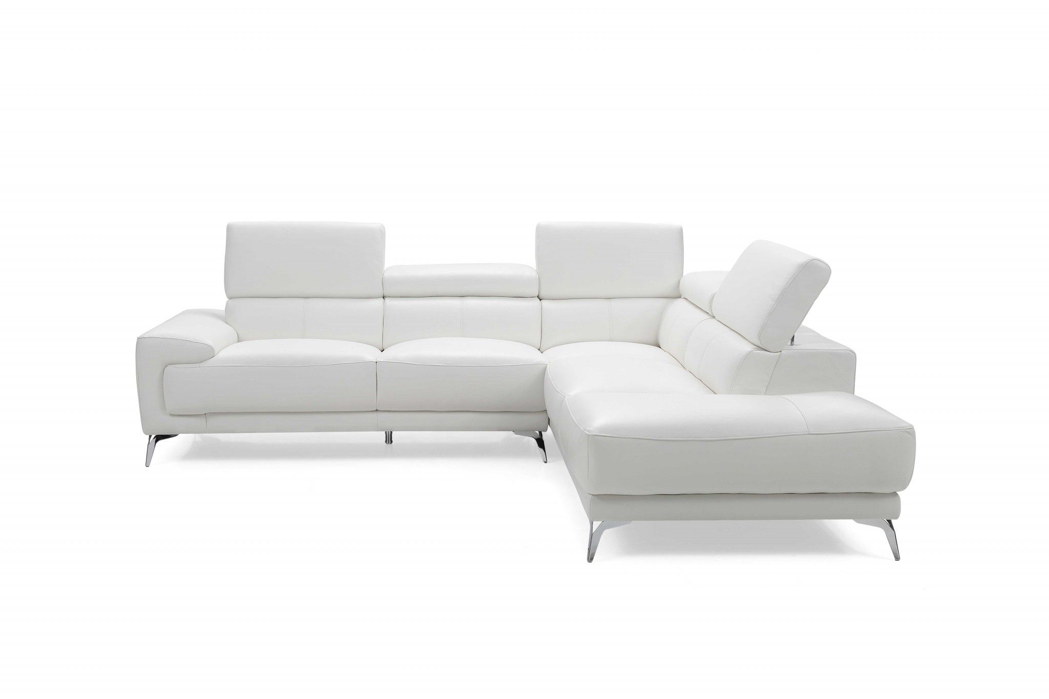 Sectional, Chaise On Right When Facing, White Top Grain Regarding [%Matilda 100% Top Grain Leather Chaise Sectional Sofas|Matilda 100% Top Grain Leather Chaise Sectional Sofas%] (View 7 of 15)