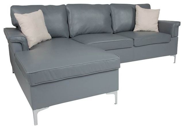 Sectional With Left Side Facing Chaise In Gray For Element Right Side Chaise Sectional Sofas In Dark Gray Linen And Walnut Legs (View 12 of 15)